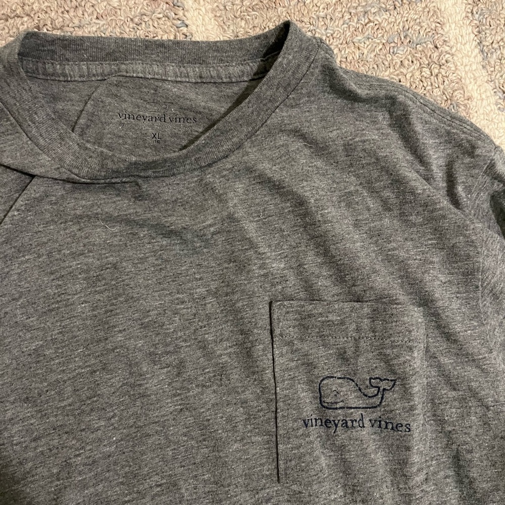 Vineyard Vines Charcoal Gray boys long sleeve pocket Tee